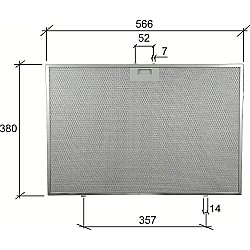 Alapure Metaalfilter geschikt voor Whirlpool 488000302744 565x380x8mm