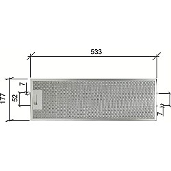 Alapure Metaalfilter geschikt voor Whirlpool 481248058305 533x177x10mm