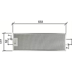 Alapure Metaalfilter geschikt voor Fagor 481248058305 533x177x10mm
