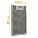 Alapure Metaalfilter geschikt voor Novy 563-8045 / 6830020 308x148mm
