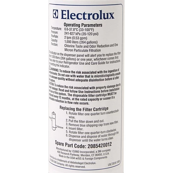 Electrolux Waterfilter 2085420012 Electrolux Waterfilter 2085420012