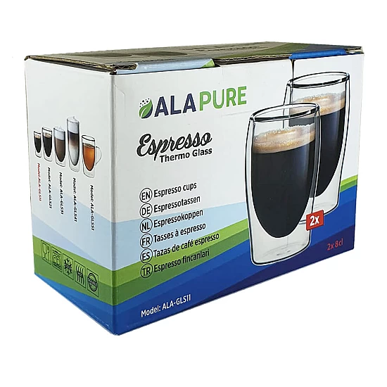 Alapure Dubbelwandige Espresso Thermoglazen Alapure Dubbelwandige Espresso Thermoglazen