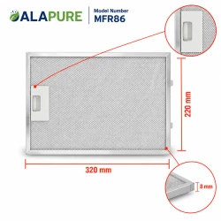 Alapure Metaalfilter geschikt voor Neff 362380 / 00362380 320x220mm