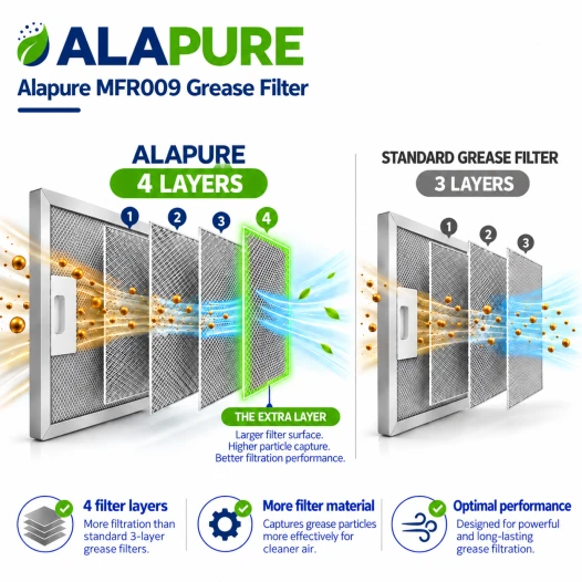 Alapure Metaalfilter geschikt voor Candy/Hoover 49036199 470x169x9mm