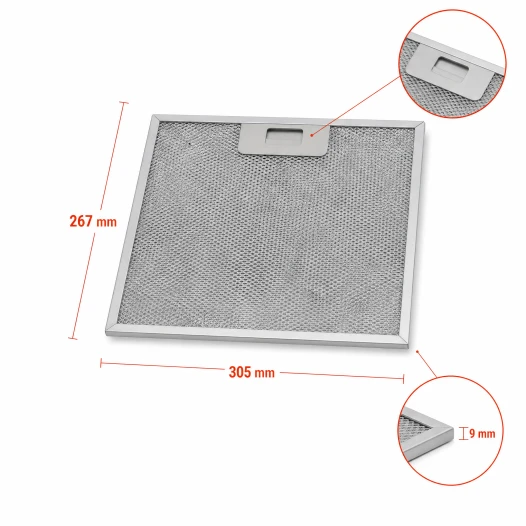 Whirlpool Metaalfilter 480122102168 306x267x7mm
