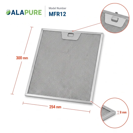 Alapure Metaalfilter geschikt voor AEG 50248271004 300x254x8mm