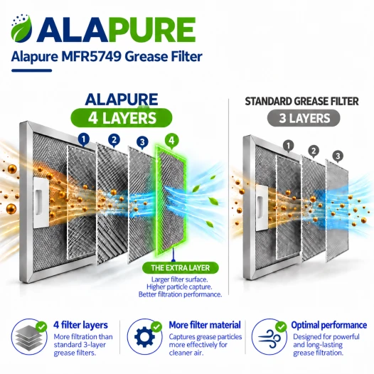 Alapure Metaalfilter geschikt voor Neff 12005749 350x280x8mm