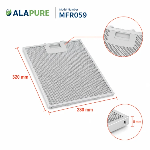 Alapure Metaalfilter geschikt voor Balay 363095 / 00363095 320x280x8mm