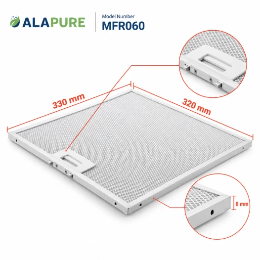 Alapure Metaalfilter geschikt voor Bosch 362381 / 00362381 320x330mm