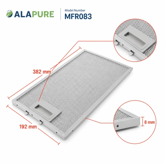 Alapure Metaalfilter geschikt voor Bosch 11022472 382x192x8mm