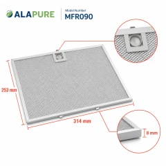 Alapure Metaalfilter geschikt voor Franke 133.0261.220 253x314mm