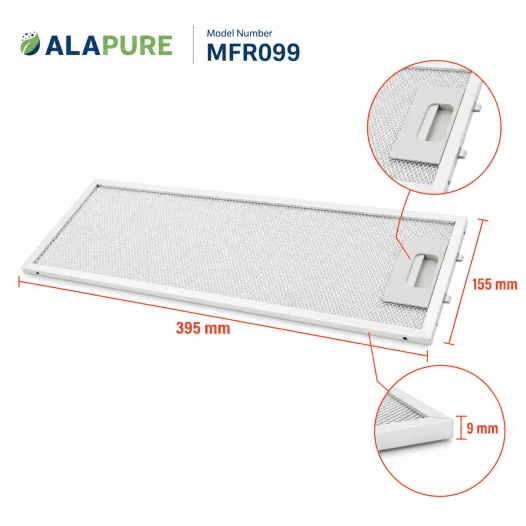 Alapure Metaalfilter geschikt voor Best 80875677 395x155mm