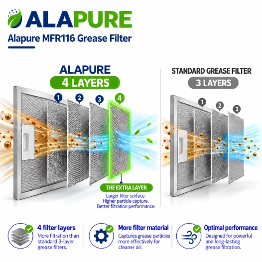 Alapure Metaalfilter geschikt voor Juno 4055348199 124x254x8mm
