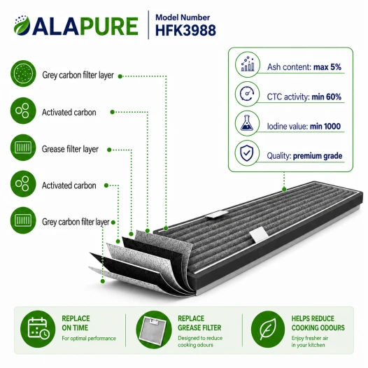 Alapure HFK3988 Compatible met Miele Koolstoffilter DKF18-P