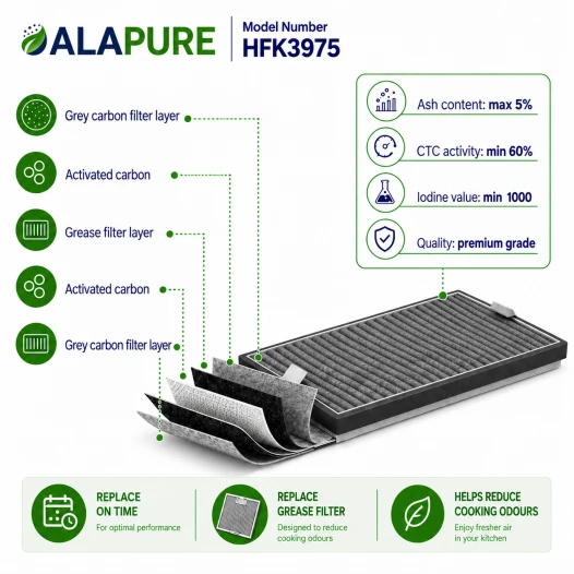 Alapure HFK3975 Compatible met Miele Koolstoffilter DKF19-P / FWKM-1423 (2 St.)