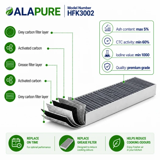 Alapure HFK3002 Koolstoffilter geschikt voor Gaggenau 17003002 / 792273 / AA413110 / AA413111