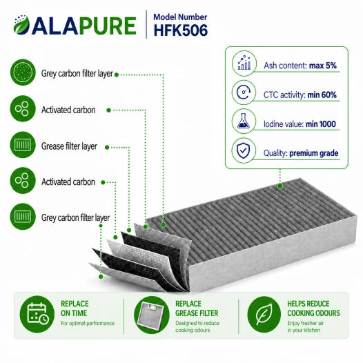 Alapure HFK506 CleanAir Active-Koolfilter geschikt voor 11018621 / AA210110 / 11010506