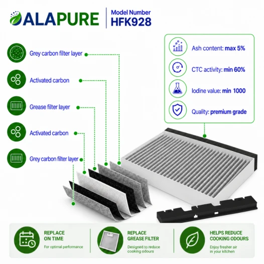 Alapure CleanAir Koolstoffilter geschikt voor Siemens 11049702 / 11026771 / LZ53451
