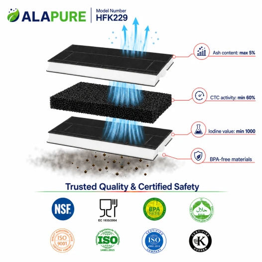 Alapure HFK229 Koolstoffilter geschikt voor 00434229 / 434229 / DHZ4506 / KF280001 / LZ45501
