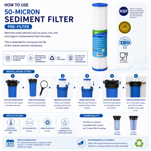 20 inch Pre-Filter Sediment 50 Micron van Alapure ALA-PPL20-50