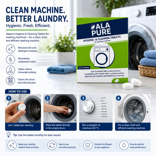 Alapure Reiniger en Geurverfrisser geschikt voor WPRO AFR301 / 484000001180 / 484000008427 / Powerfresh voor Wasmachines / DAFR108