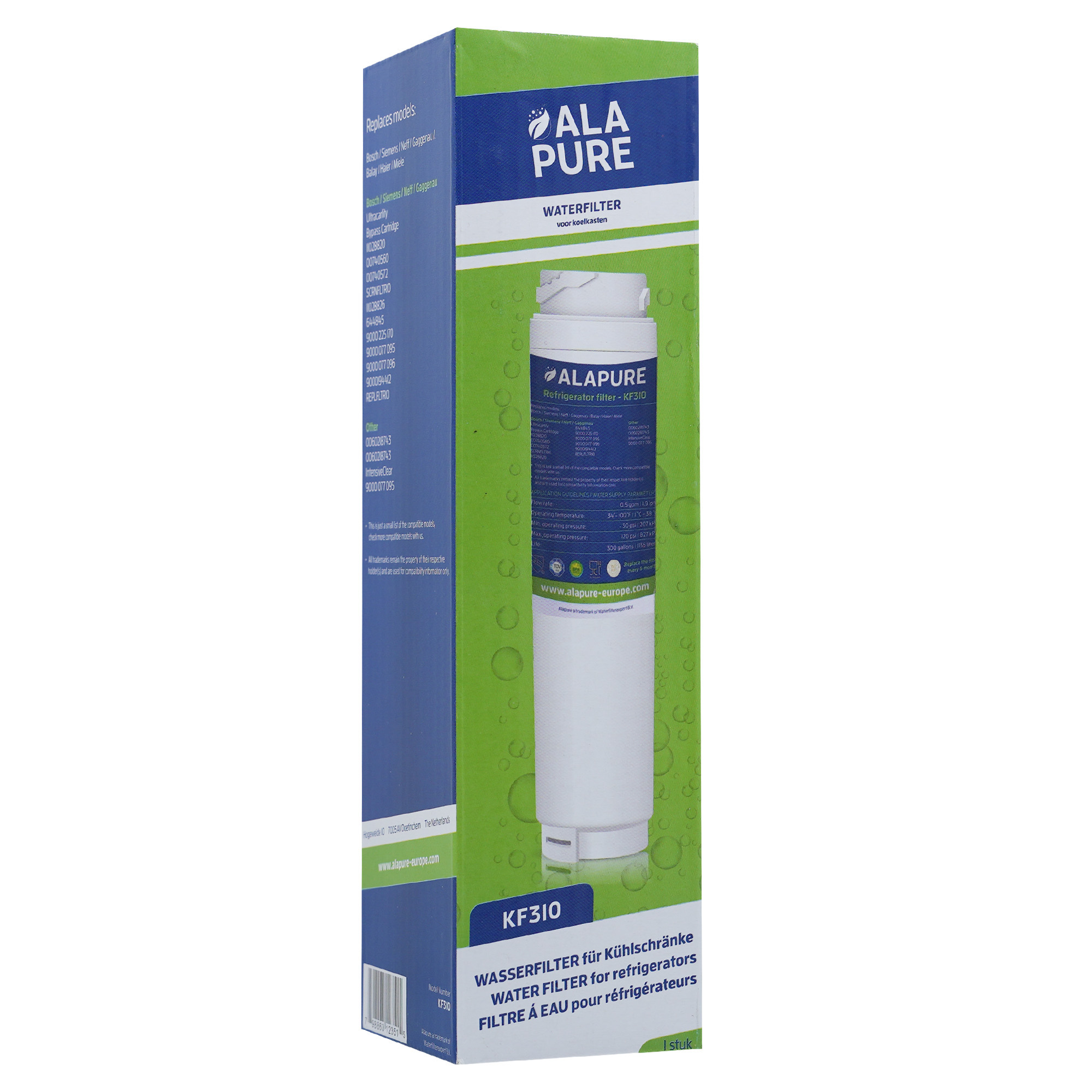 Alapure Waterfilter Bypass Cartridge geschikt voor Siemens  740572 / SCRNFLTR10